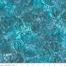 Expressions Batiks TOES IN THE SAND BT23155-278 Teal Waterfall Riley Blake