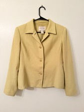 Oscar de la Renta Vintage 90s Wool Cashmere Tailored Blazer - Lime/Chartreuse
