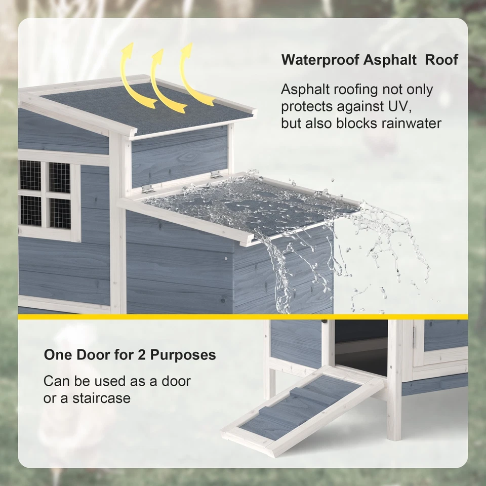 Gallinero para 2 pollos exterior conejera jaula con rampa y caja de anidación Foto 2 de 4