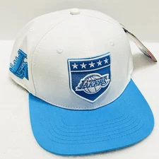 Pro Standard Los Angeles Lakers Shield Snapback Hat Cap Adjustable White NBA