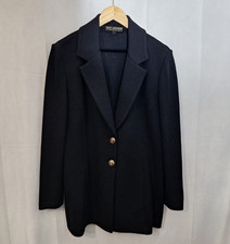 ST. JOHN BASICS Santana Knit Blazer Sz 14 Black Gold Buttons Old Money Luxury