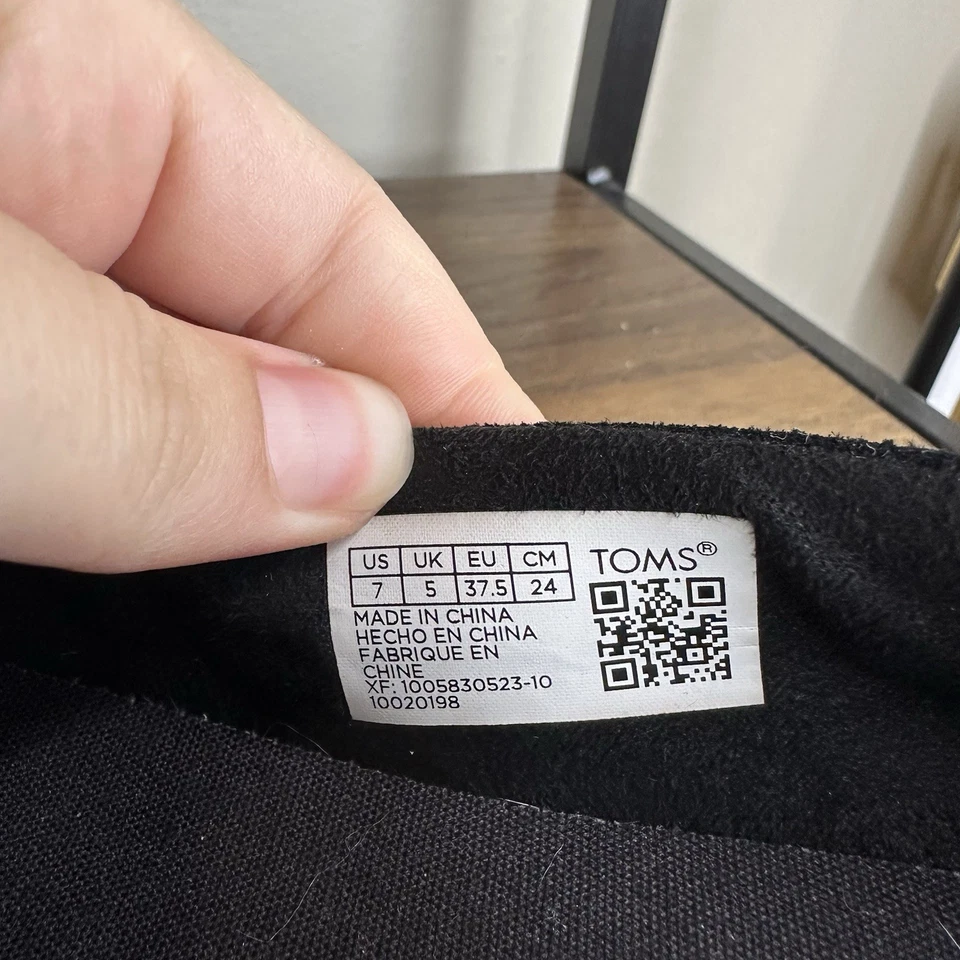 Женские туфли-эспадрильи на платформе Toms Valencia без шнуровки черные замшевые размер 7 - Изображение 4 из 4