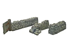 W. Britain 54mm #17824 Stone wall with working gate/two straight sections