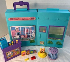 Littlest Pet Shop Carry Case Playset Store Kenner Teal Purple 1992 NO Awning