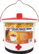 Heated Chicken Waterer, Poultry Drinker Bucket, 2 Gallon
