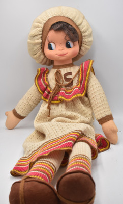 Vintage 70er Jahre italienische Migliorati Bambola Serafina Stoffpuppe 72 cm groß Stoffpuppe