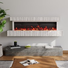 59" Fireplace Suite Surround Frame Electric Fire Wall Mount/Stand LED Flame WIFI