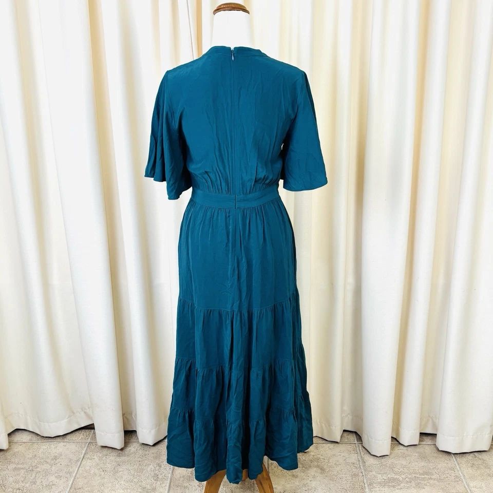 Witchery Womens Midi Dress Green Tiered Fit and Flare Size 6 - image 4 of 4