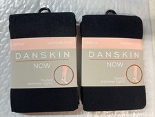 Danskin Now Footed Shimmer Tights GIRLS Sz 12-16 Lot Of 2 BLACK