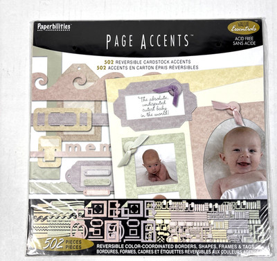 Paperbilities 502 Piece Scrapbooking Page Accents Borders Shapes Frames Tags Kit