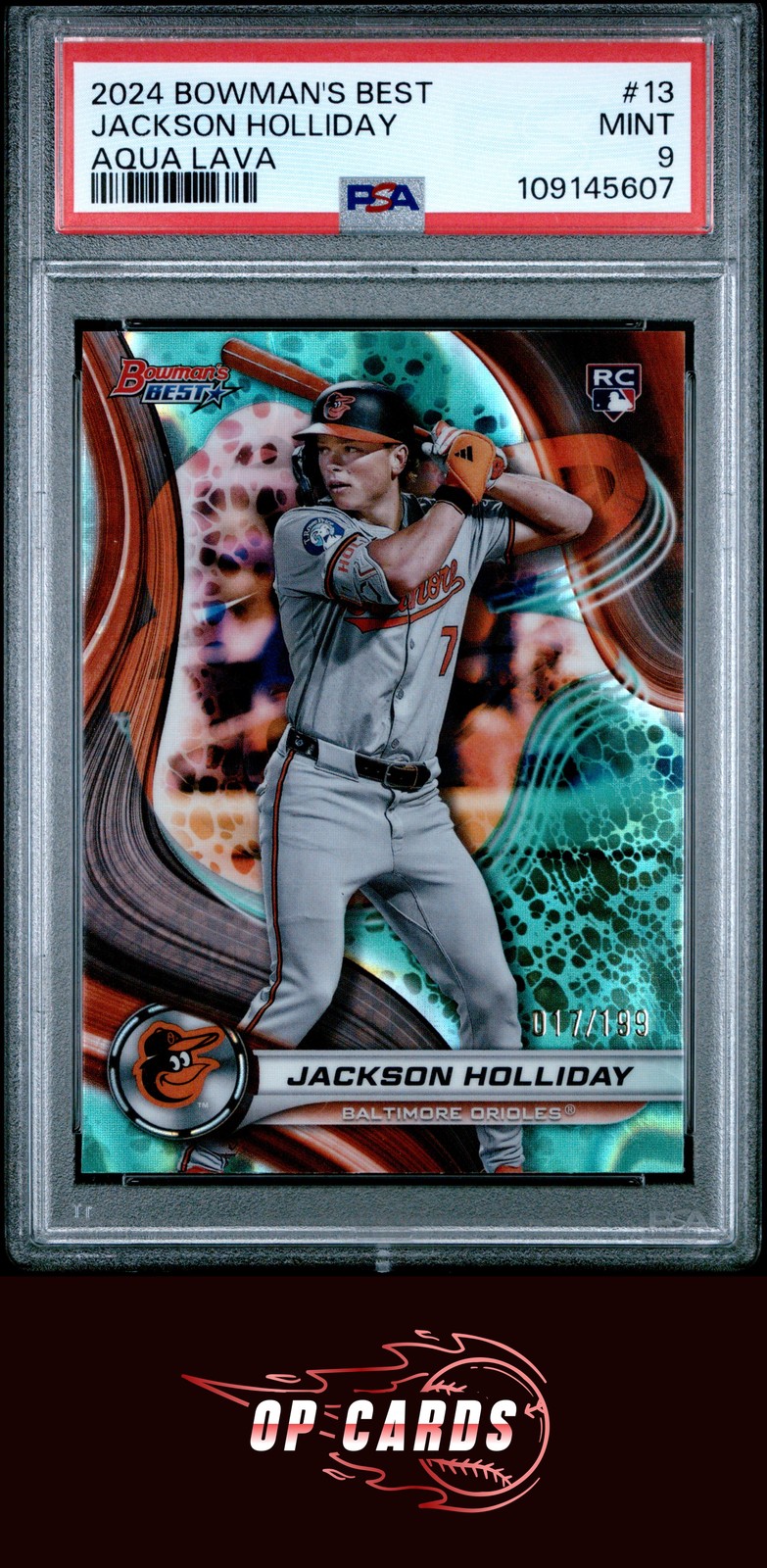 Jackson Holliday 2024 Bowman'S Best #13 Aqua Lava /199 PSA 9 , Free Shipping