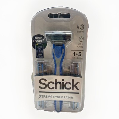 Schick Xtreme Hybrid Mens Cartridge Razor BluePack 1 Handle 5 Catridges RARE!