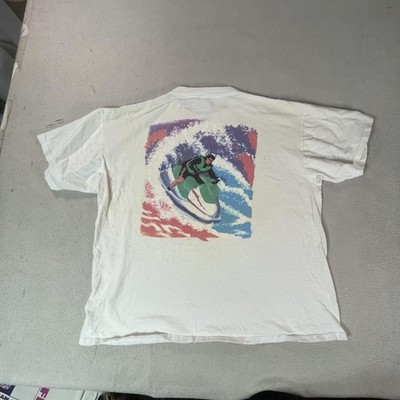 Vintage Jet Ski Shirt Mens XL White Overton's Oneita Water Sports Graphic Tee T