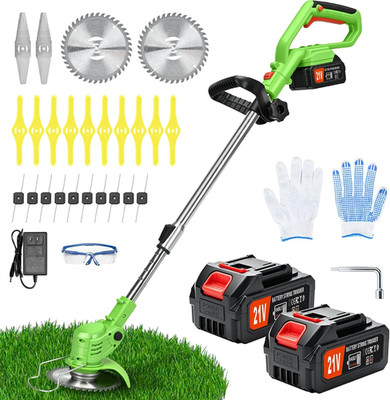 21V Cordless String Trimmer Weed Wacker with 2X4.0Ah Batteries and Charger, 4-In