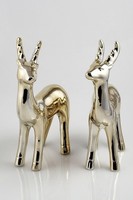 Deko-Hirsch Zweiteiliges Set Tierfigur Keramik Goldfarben H 27Cm Weihnachten