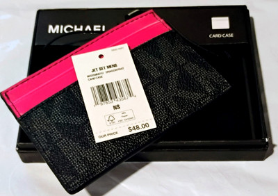 MICHAEL KORS Card Case Jet Set Collection Dragonfruit MK Logo BRAND-NEW w/tags 