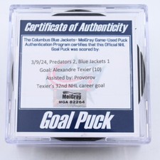 NHL Goal Scored Puck Damon Severson Columbus Blue Jackets Nov 16, 2023 vs AZ