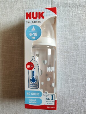 NUK First Choice+ Babyflasche - BPA-frei - 6-18 Monate - Anti-Colic-Ventil +NEU+