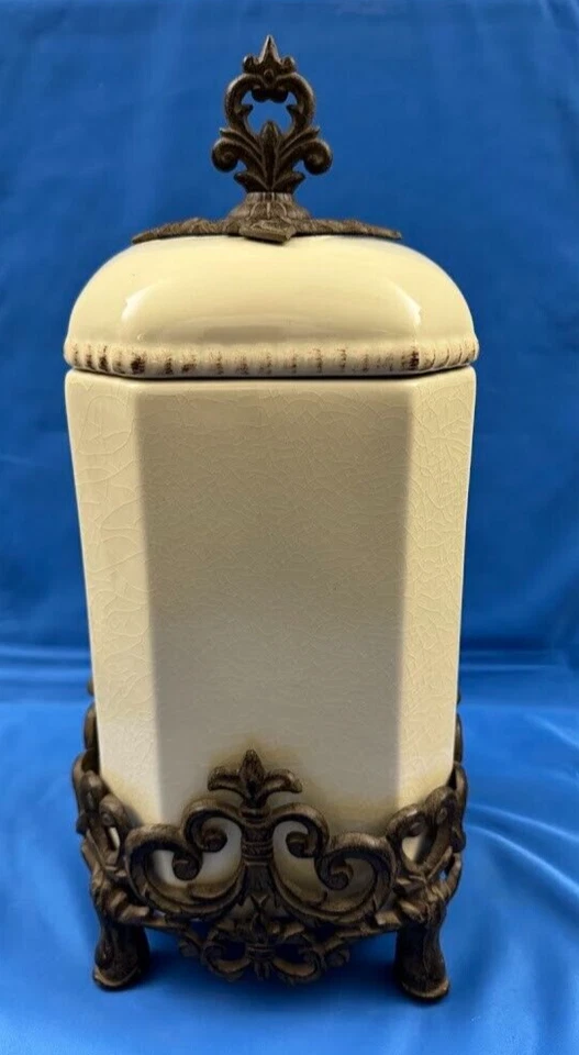 Проверенный G G коллекции коричневый бежевый керамический 4 канистры основание металлический акант - Изображение 2 из 4