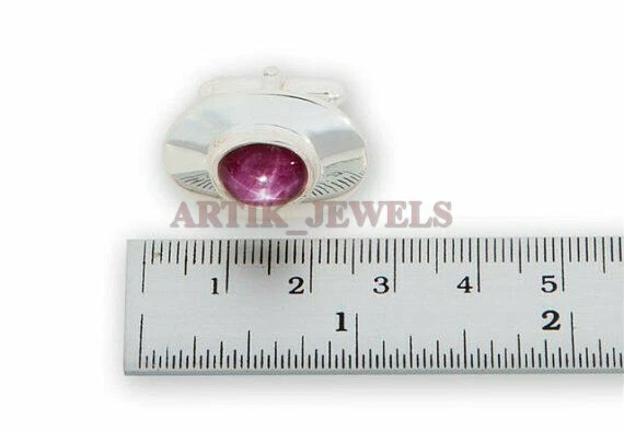 Heated Star Ruby Gemstone with 925 Sterling Silver Cufflink #2581 - Image 2 of 3
