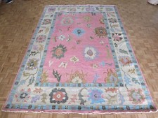 9'10 x 14 Hand Knotted Pink Colorful Turkish Oushak Oriental Rug G13393