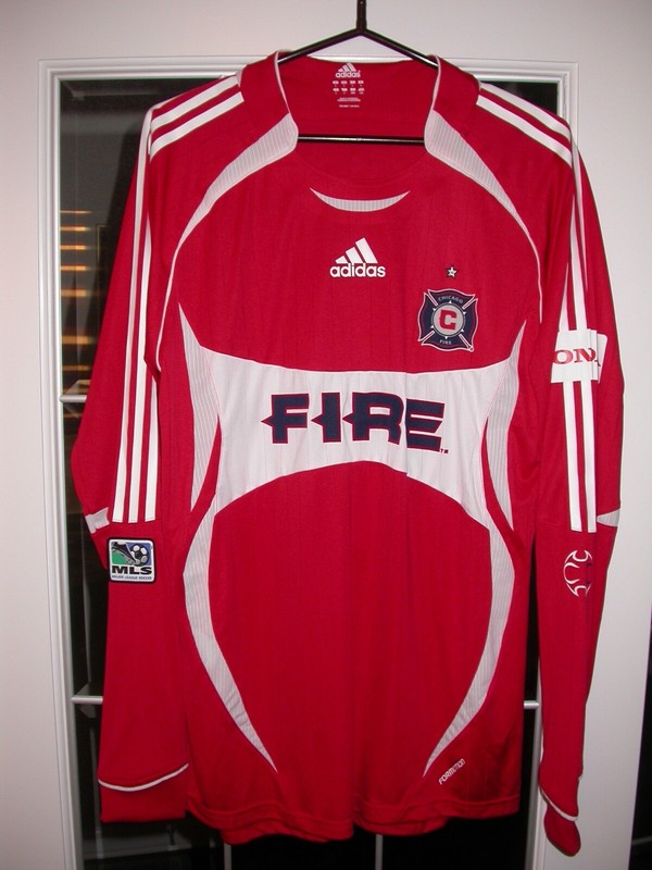Chicago Fire 2007 Game/Match Used/Worn MLS Adidas LS Soccer Jersey - Monteiro