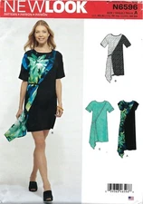 New Look N6596 Asymmetrical Dress w Side-Swept Drape Sz 6-24 UNCUT Pattern