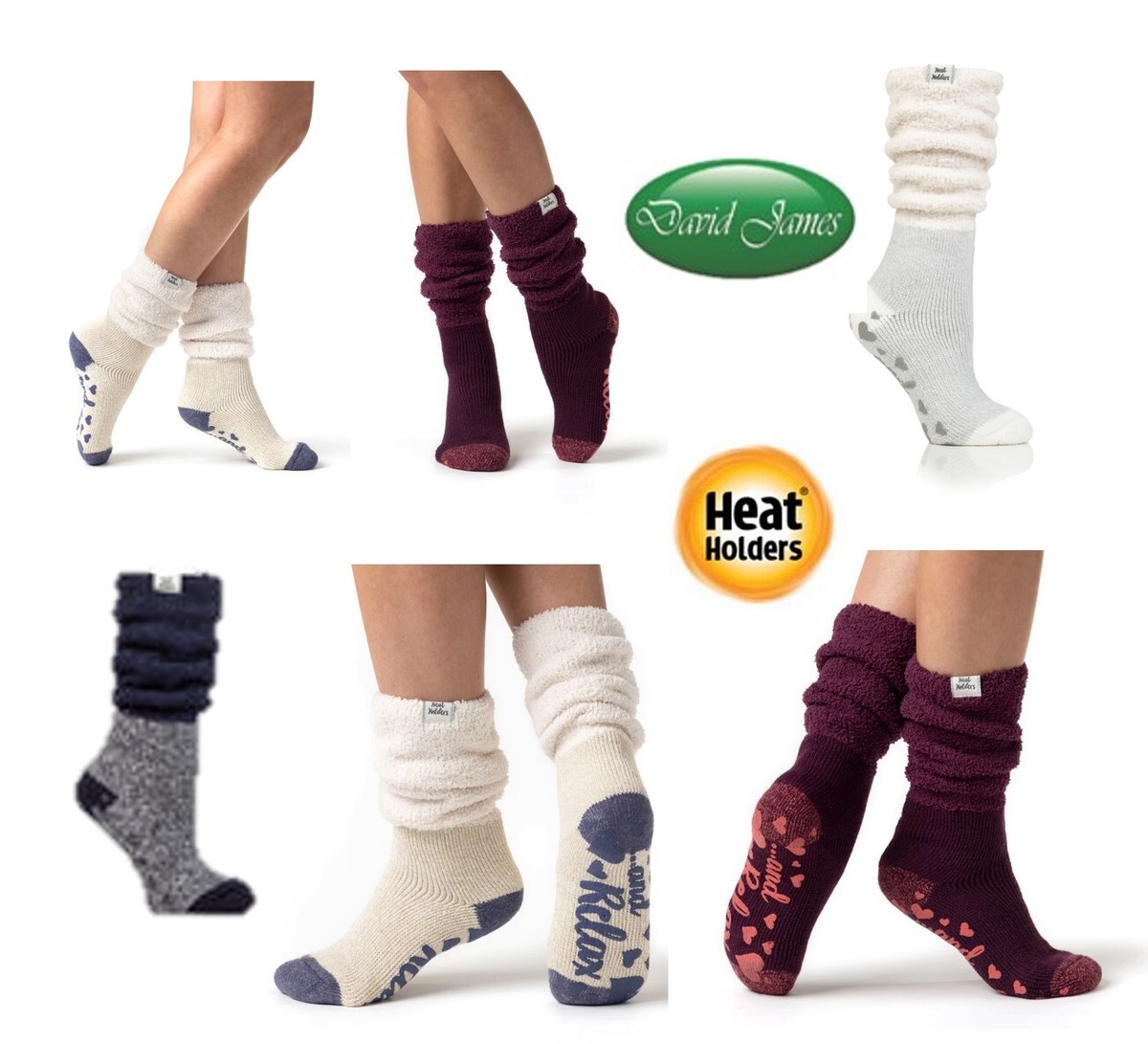 Ladies Thermal Warm Heat Holders Gripper Lounge Bed Socks SLOUCH