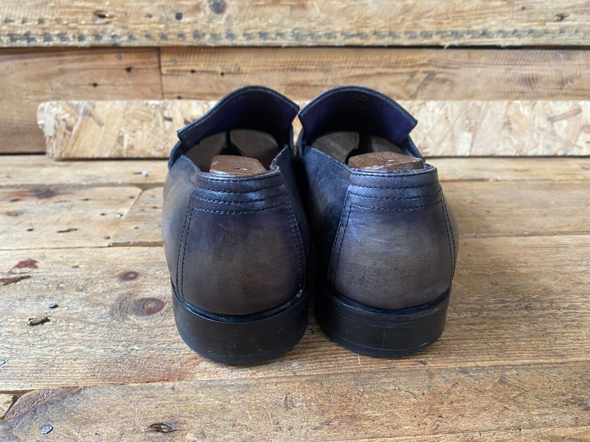 Berluti Andy Demesure patina penny leather loafers black tan Berluti Andy Demesure patina penny leather loafers black tan