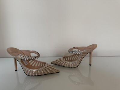 $1,950+ Jimmy Choo BING 100mm Crystal Embellished Mesh Mule Heel