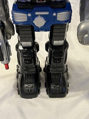HAP-P-KID Blue Robot Toy Lights Up & Talks Turbo Fighter 15” Tall