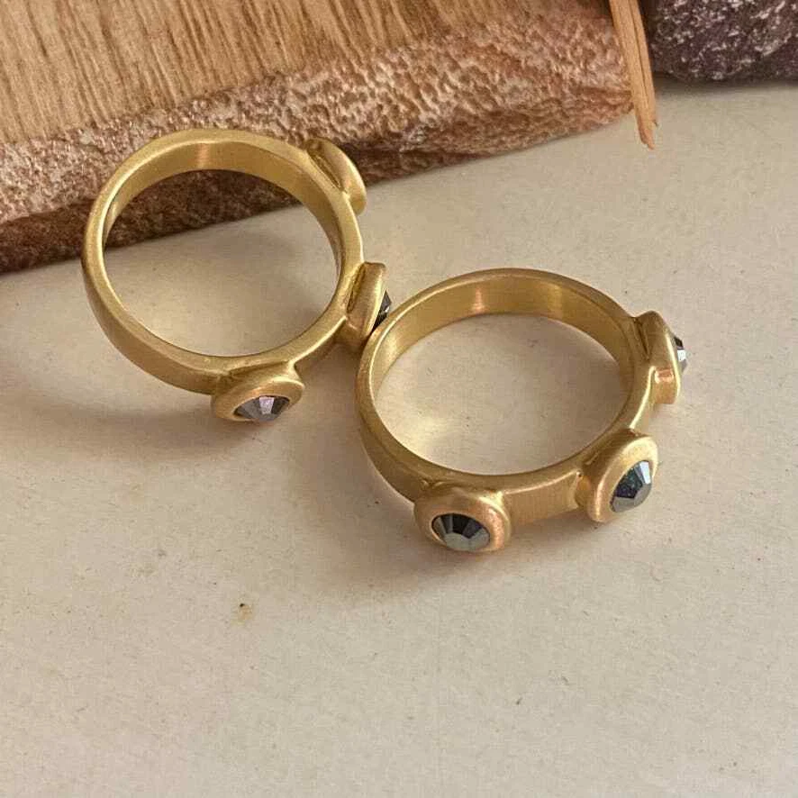 Juego de anillos de latón dorado con hematita de cristal de primera calidad tamaño 6,7 Foto 4 de 4