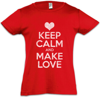 Keep Calm And Make Love Kids Girls T-Shirt Red Lip Lips Boyfriend Girlfriend