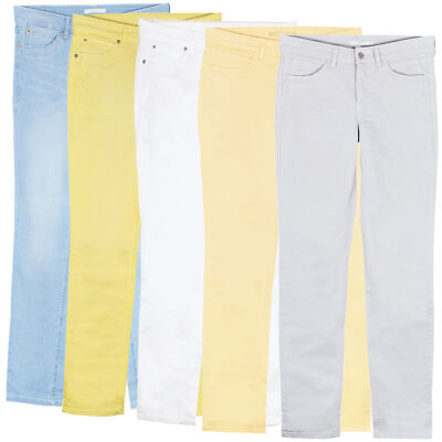 MAC Angela Stretchjeans Slim Fit Straight Leg Damen Denim Grau Blau Gelb 