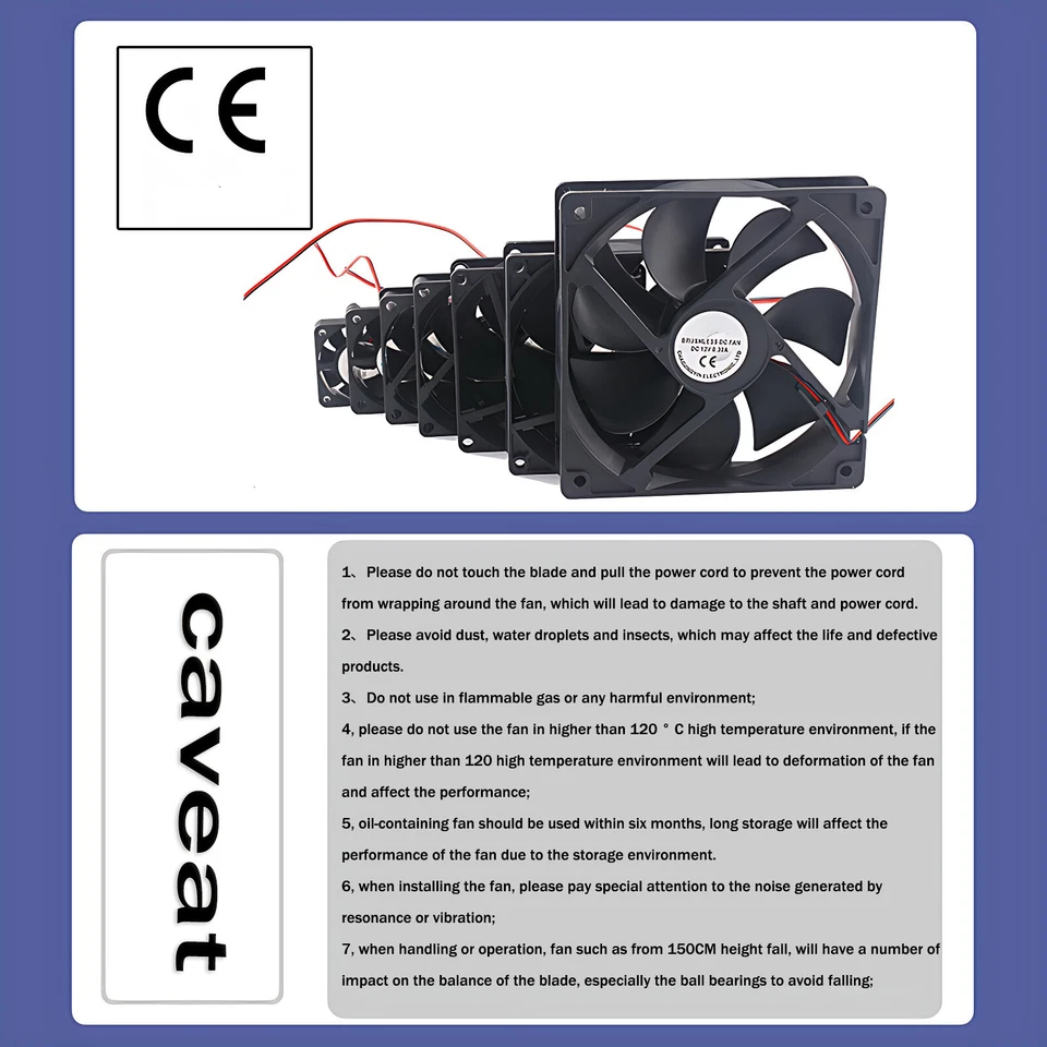 DC5V/12V/24V Silent Mini Cooler Cooling Fan for PC Computer 40 50 60 80 90 120mm - Image 3 of 4
