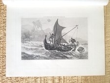 ULYSSES DEFYING CYCLOPS BY SCHUTZENBERGER.VTG 11.3" x 8.7" ETCHING PRINT*EP8