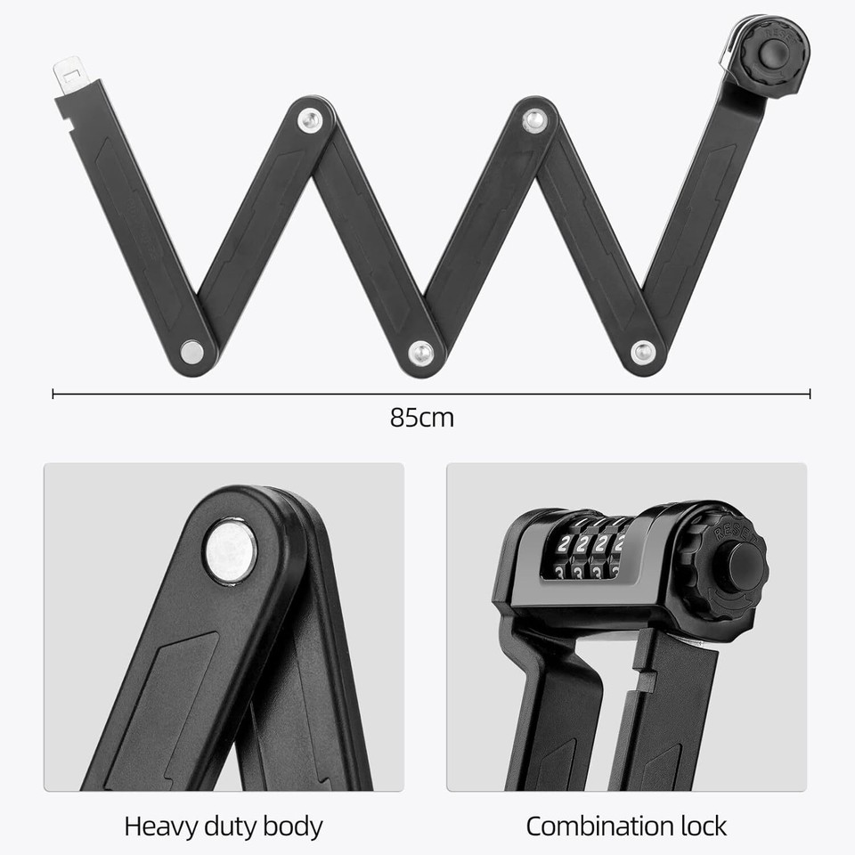 ROCKBROS Folding Bike Lock Compact Heavy Duty Anti Theft Bicycle Lock