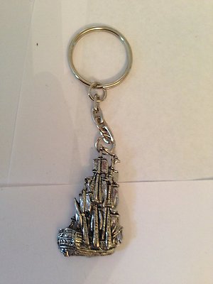 Old Ship - Endeavour PP-T14  made of fine English Pewter on a split ring keyring