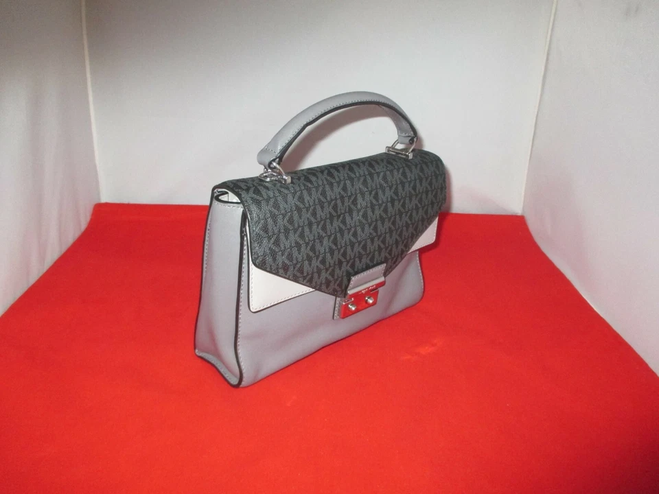 Кожаная сумка Michael Kors Sloan средний размер верхняя ручка 268 долл. США черная / серая No2910 - Изображение 2 из 4