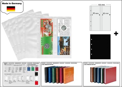 1 LOOK 1-7398-S Münzhüllen PREMIUM 2 vertikal 85x255mm schwarze ZWL Für Blister