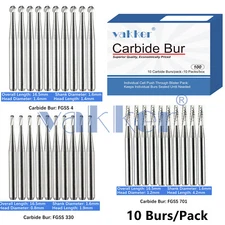 10/Pack Dental Friction Grip Burs Short Carbide Burs Round Cone High Speed FGSS6