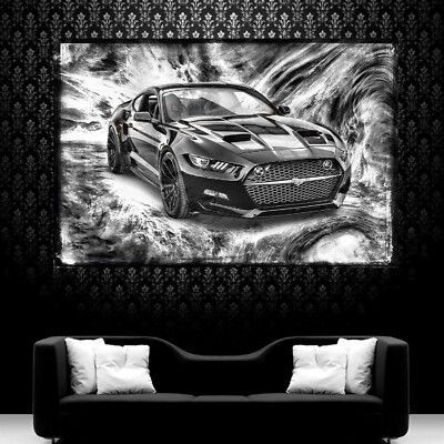 LEINWAND BILDER XXL ABSTRAKT FORD MUSTANG GT AUTO POP ART  WAND POSTER