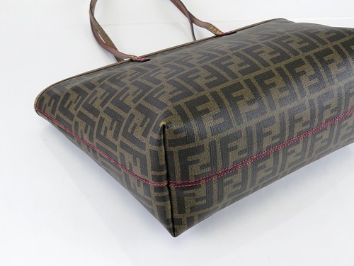 Authentic FENDI Brown Zucca PVC Canvas Tote Bag Purse #61172 - Picture 10 of 24