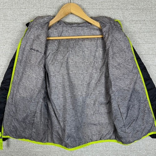 Eddie Bauer Boys Cirrus Lite Reversible Down Hooded Jacket Size 10/12 Black Grey - Picture 8 of 9