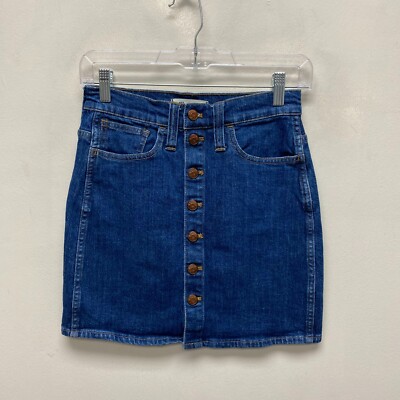 Madewell Womens Annetta Wash Button Front Stretch Denim Straight Mini Skirt 24