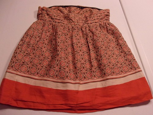 Banana Republic Womens sz 2 Floral Silk/Cotton blend Strapless Top -Brown/Orange - Bild 3 von 3