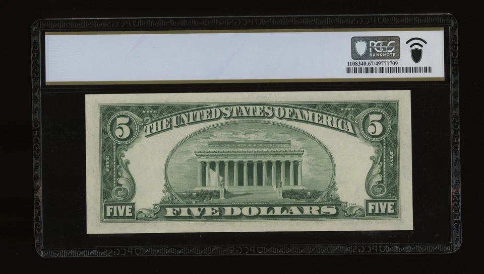 DBR 1950-A $5 FRN St. Louis Superb Gem Fr. 1962-H PCGS-B 67 PPQ Ser # H51706465A - Image 2 of 2