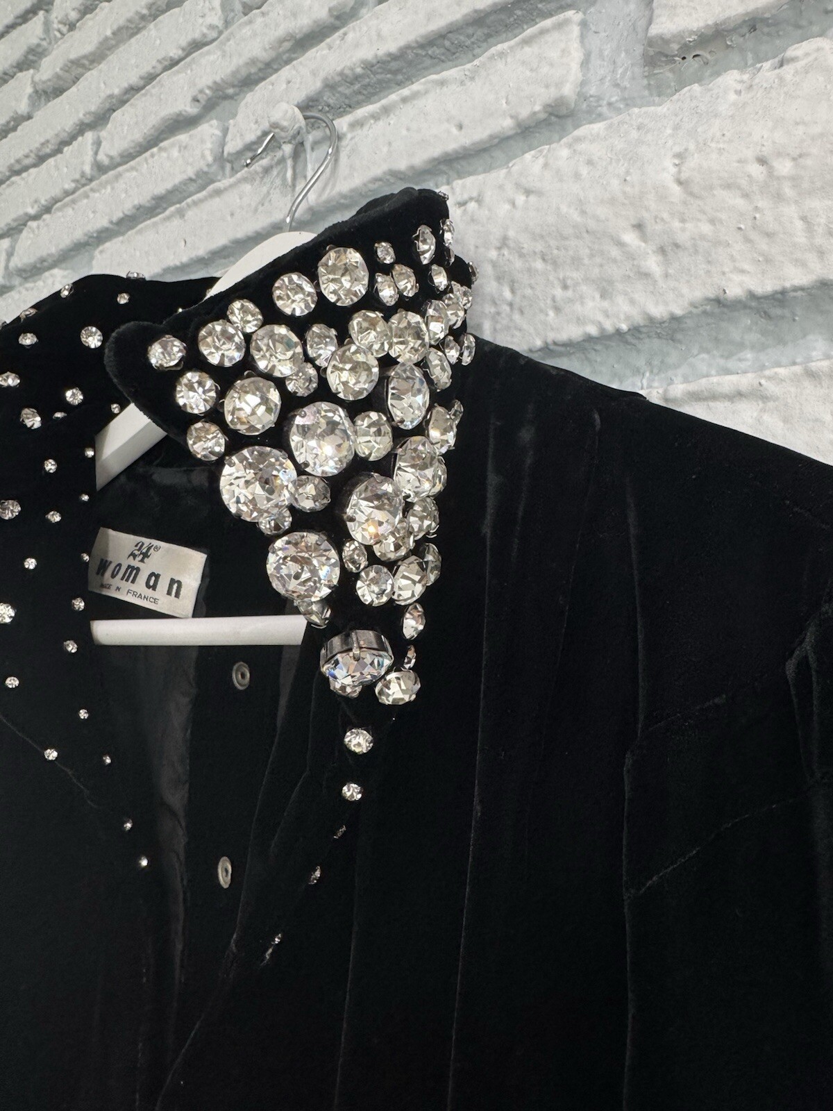 Thierry Mugler Black Velvet Cocktail Dress Winter 1985 Blue Label Rhinestone 38 image 5