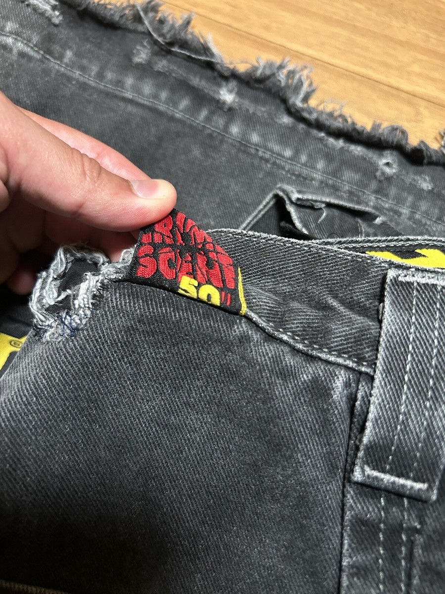 Vintage 90s Original JNCO Crime Scene Jeans Distressed Worn