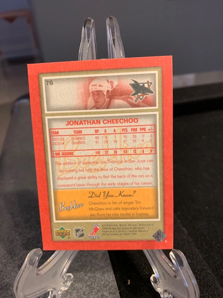 Jonathan Cheechoo 2005-06 UD Bee Hive Red #76 - San Jose Sharks - Image 2 of 2